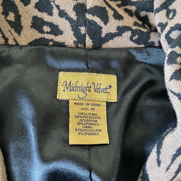 MIDNIGHT VELVET Womens Black Brown Leopard Hi-Low Open Draped Sweater Jacket SZM - Picture 2 of 9